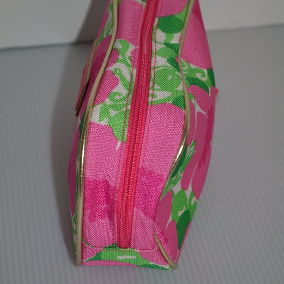 Lilly Pulitzer For Estee Lauder Cosmetic Bag Makeup Tote Pink Green Floral 5 x 9 - Picture 5 of 9